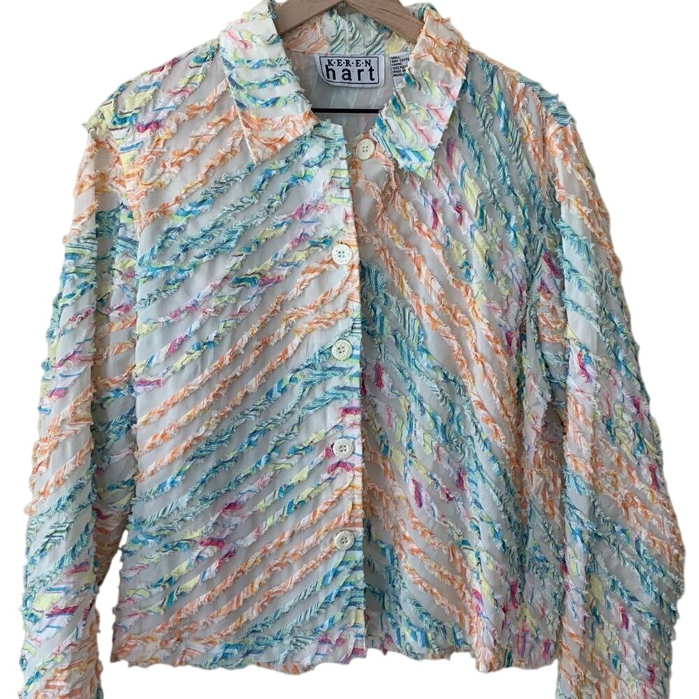pastel coquette Jacket Blazer Vintage Women's Large‎ Costal beachy Coat